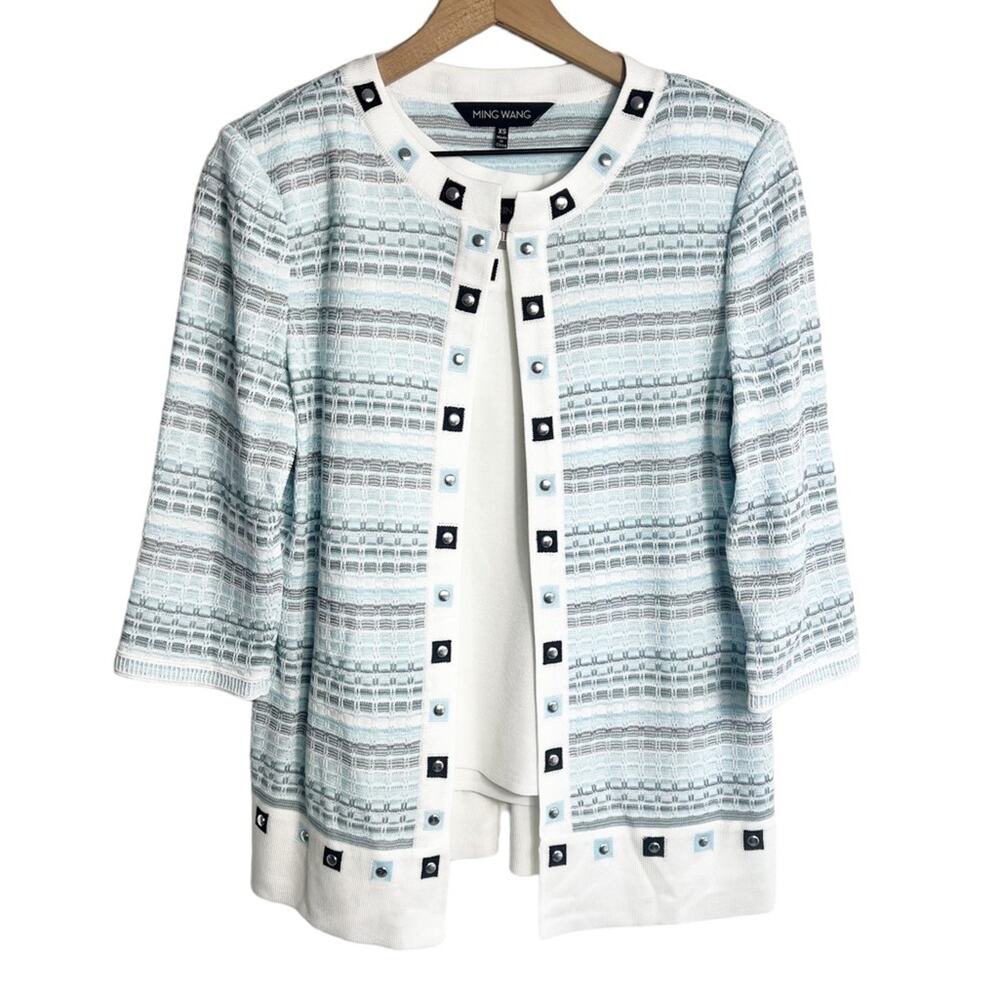 MING WANG BLUE WHITE TANK AND JACKET SET SIZE XS BRAND NEW WITH TAGS